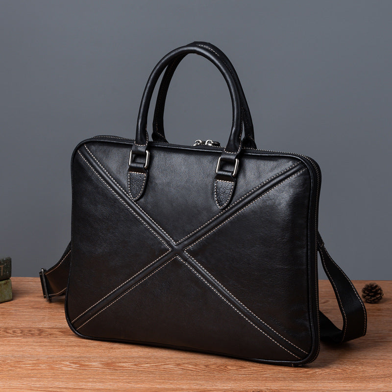 Men's Briefcase Genuine Leather Cowhide Retro Casual Men Handbag
