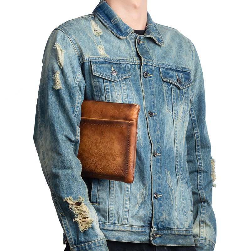Men's Clutch Bag Cowhide Retro Casual Handbags for Men