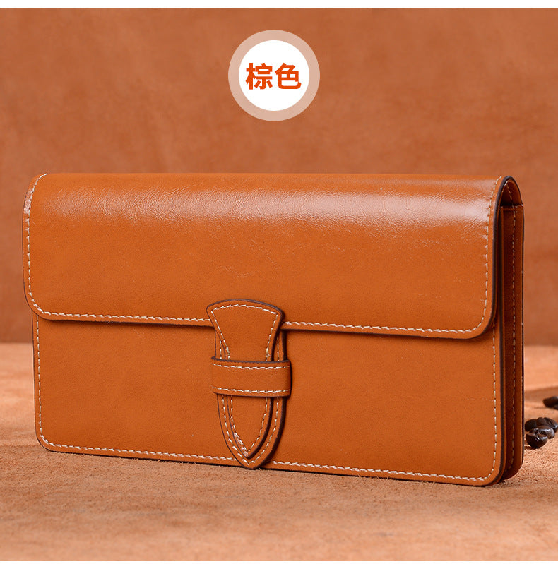 Ladies wallet large capacity clutch bag casual wallet retro simple long wallet