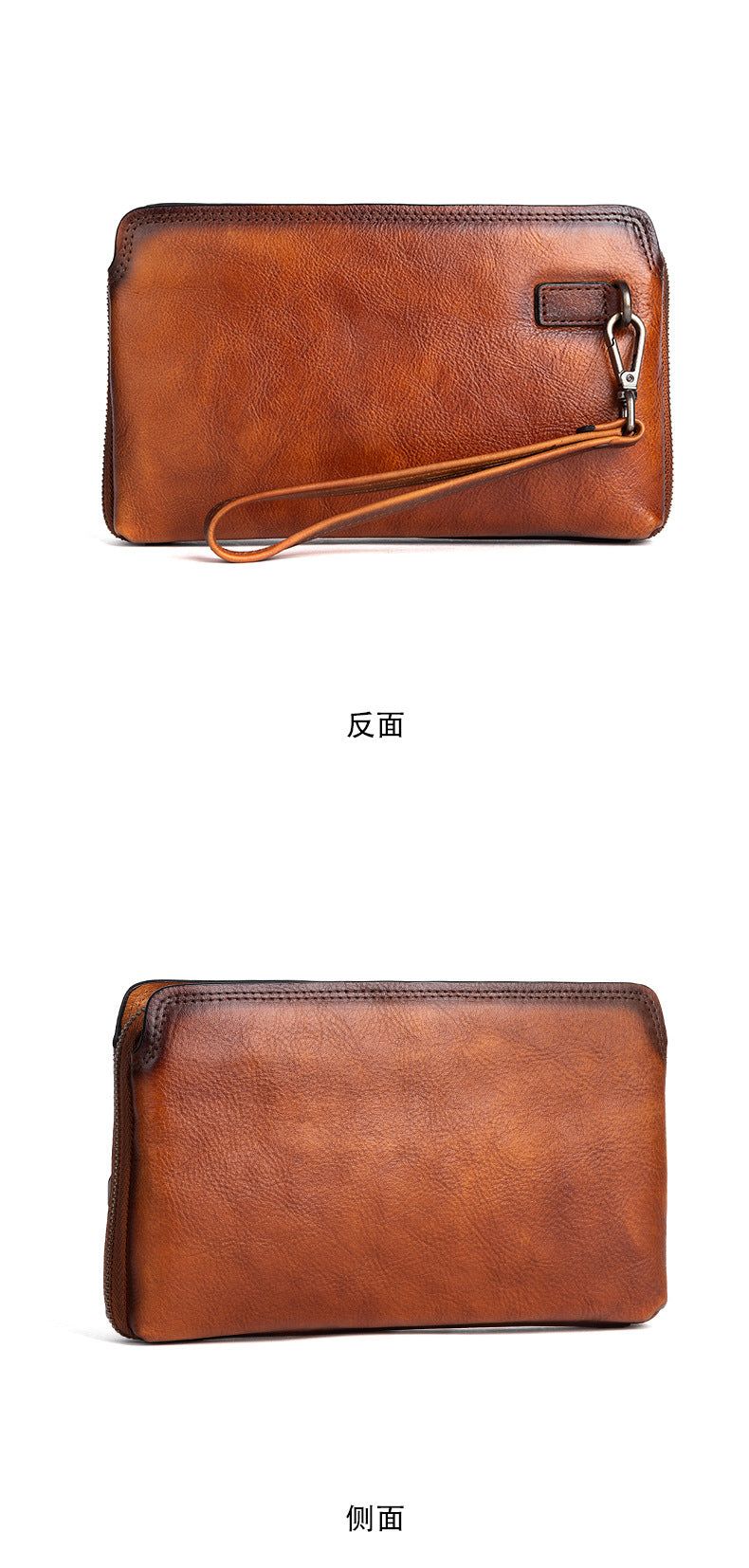 Men's Clutch Bag Genuine Cowhide Leather Practical Retro Casual Men Bag