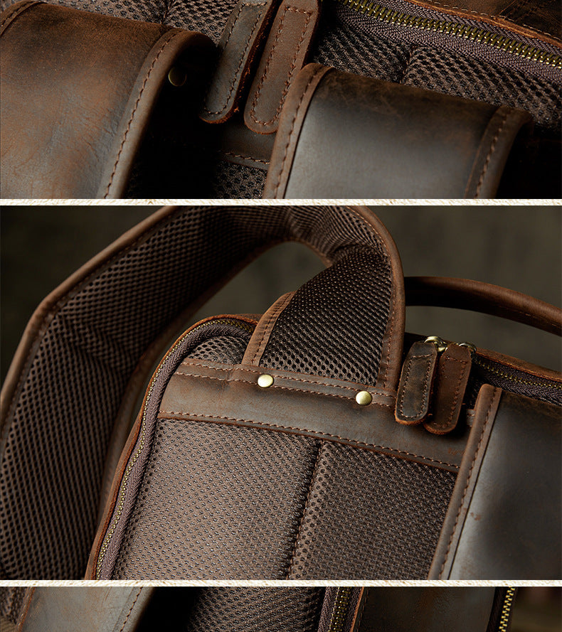 Men's backpack handmade cowhide travel bag retro large capacity computer bag