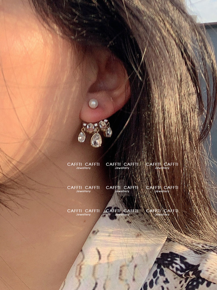 D large pearl earrings fringe earrings Retro earrings with a luxurious temperament that makes light of women's luxury