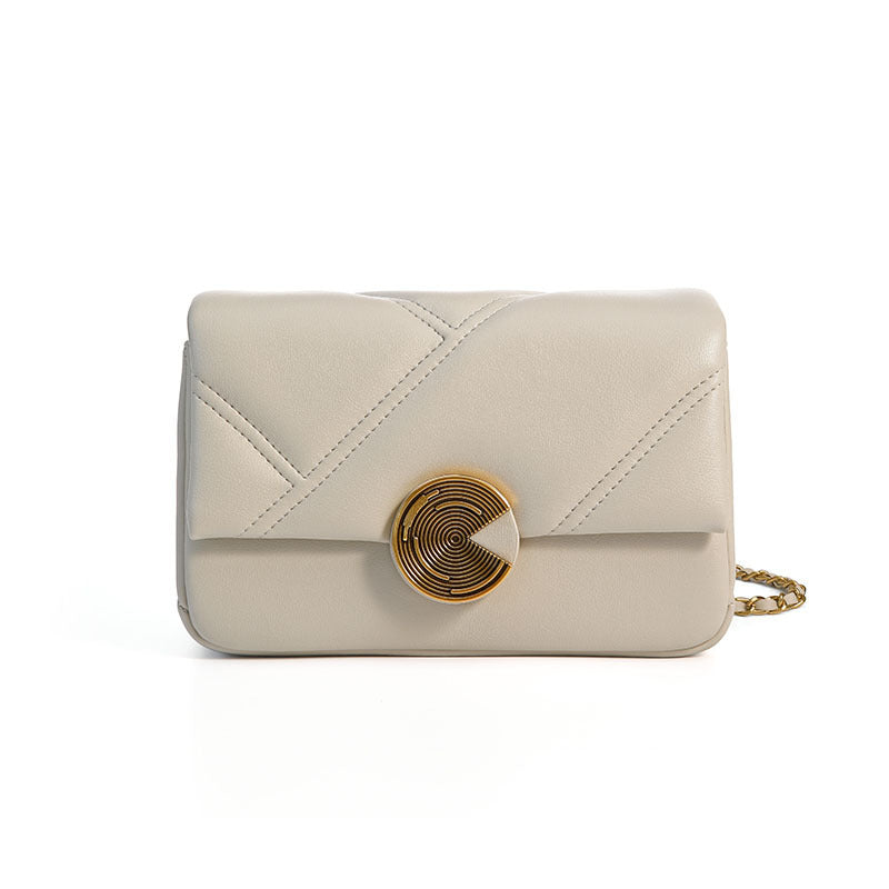 Cowhide plaid chain bag women's luxury square bag genuine leather crossbody bag commuting shoulder bag.Pochette