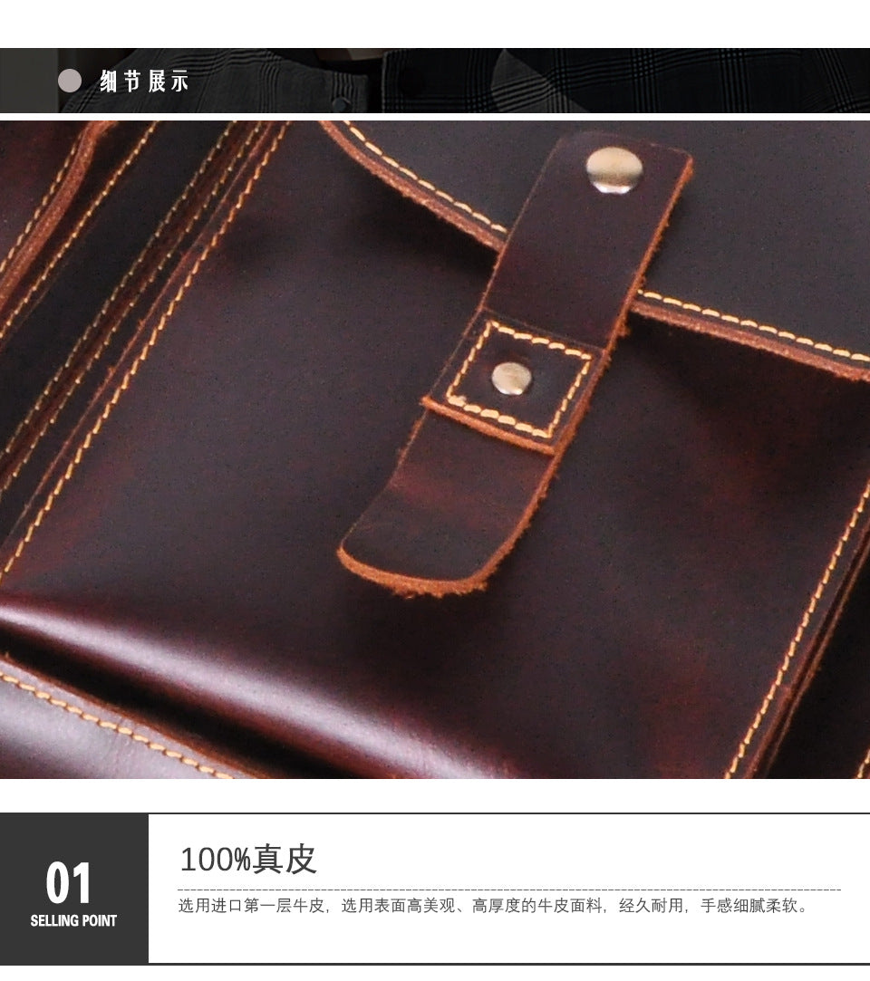 Men's Handbag Briefcase Cowhide Genuine Leather Retro Business Men Computer Bag