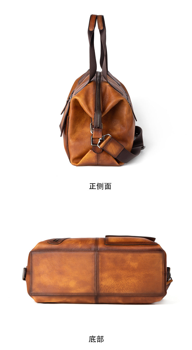 Men's Handbag Genuine Cowhide Leather Retro Casual Men Bag