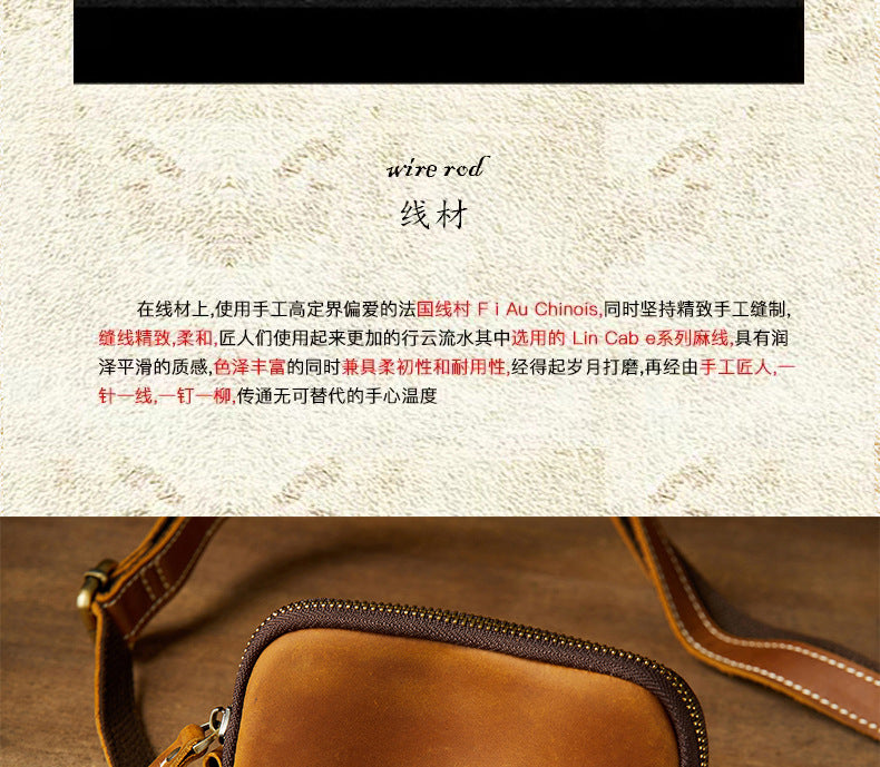 Men's Shoulder Bag Original Crazy Horse Cow Leather Retro Unique Men's Crossbody Bag