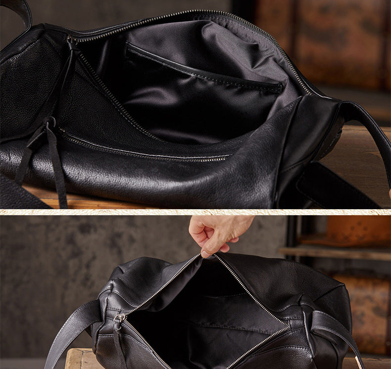 Men's Shoulder Bag Made of Genuine Cowskin Leather Handmade Retro Casual Fashion Large Capacity Crossbody Bag for Men