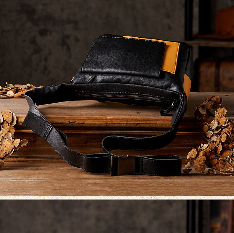 Men's Shoulder Bag Handcrafted Genuine Cowhide Leather Retro Casual Fashion Messenger Bag Crossbody Bag