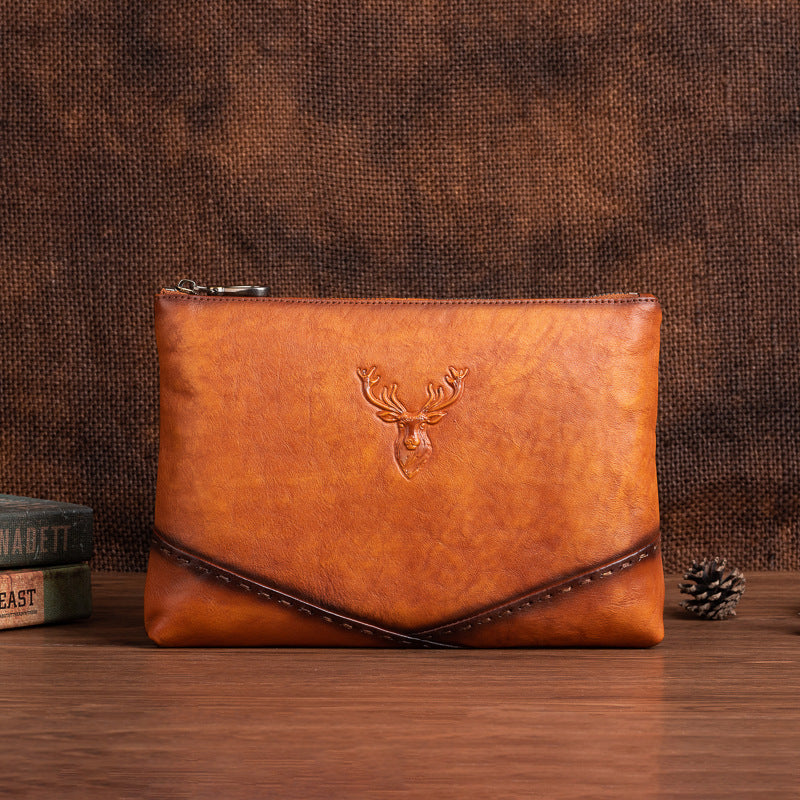 Men's Clutch Bag Genuine Cowhide Leather Casual Men's Handbag