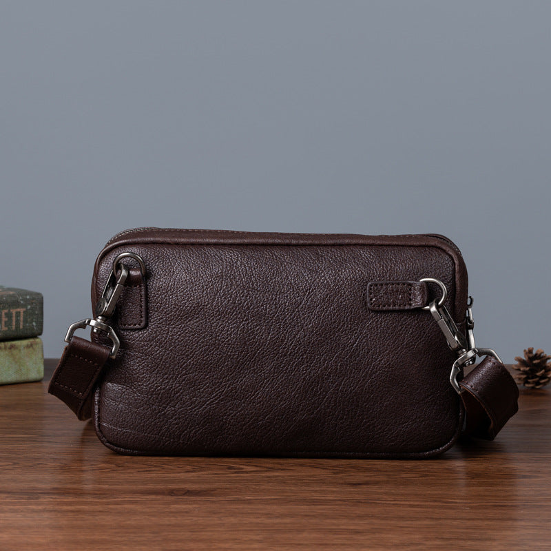 Men's Shoulder Bag Genuine Cowhide Leather Retro Casual Men Clutch Bag Crossbody Bag