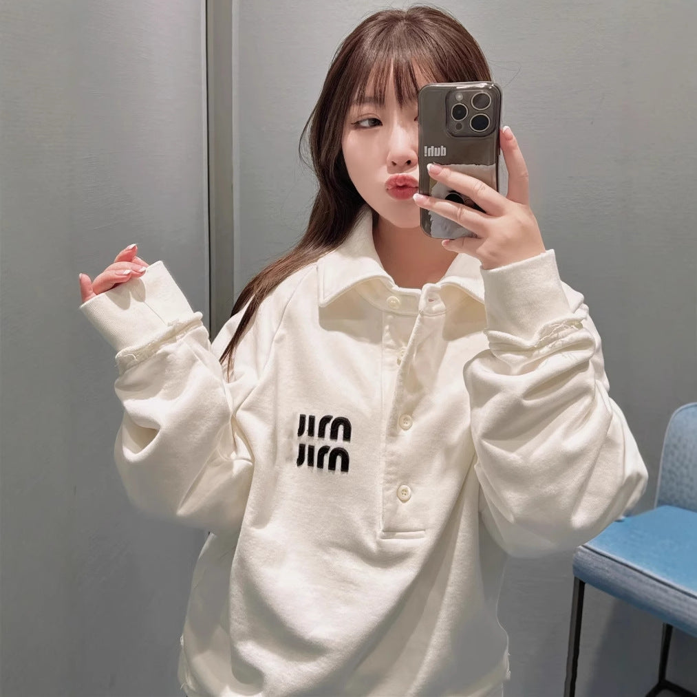 MIUMIU長袖ポロシャツ おしゃれ上着 クールカジュアル ロングtシャツ プルオーバー SY0340