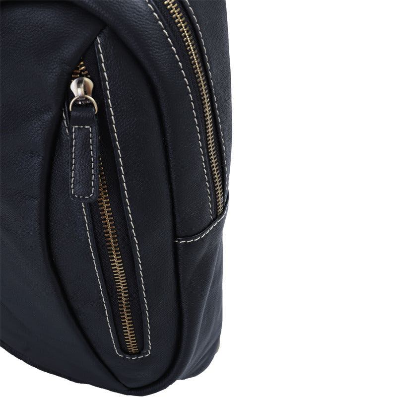 Men's Bust Bag Cowhide Soft Leather Casual Sports Crossbody Bag for Men Smartphone Pouch