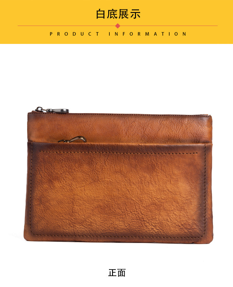 Men's Clutch Bag Cowhide Retro Casual Handbags for Men