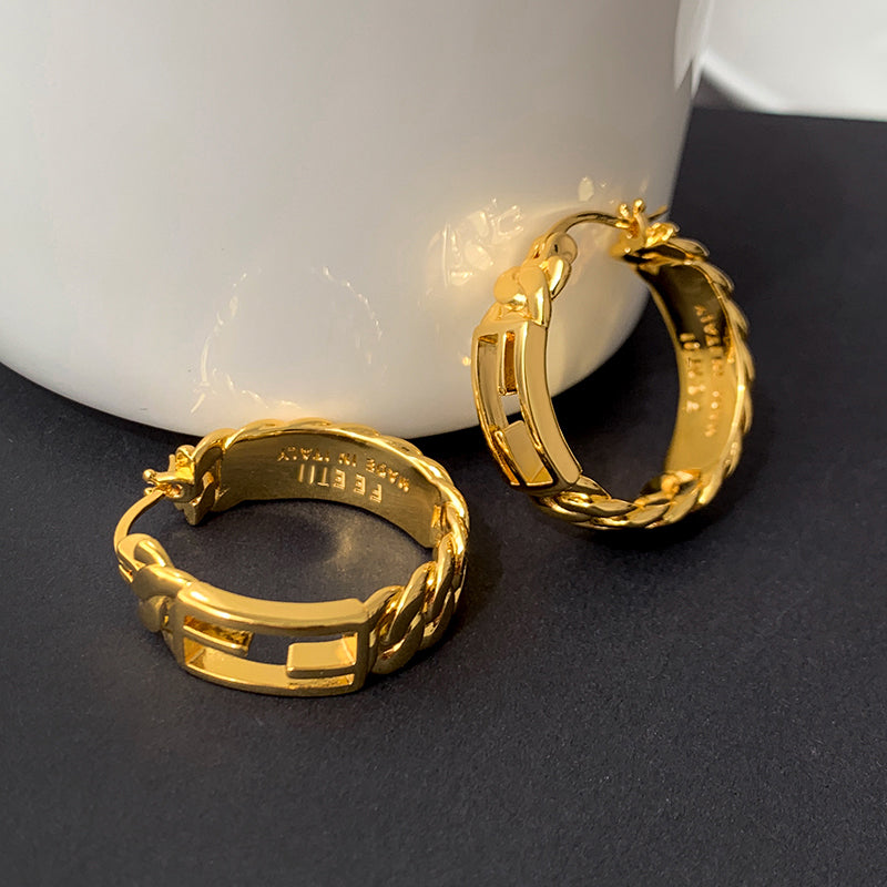 F openwork circular earrings for women ins style earrings luxury luxury earrings