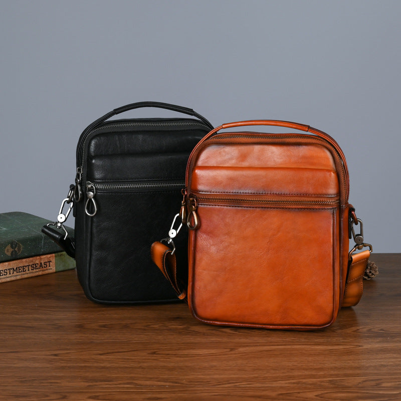 Men's Shoulder Bag Genuine Cowhide Leather Commuting Crossbody Bag for Men