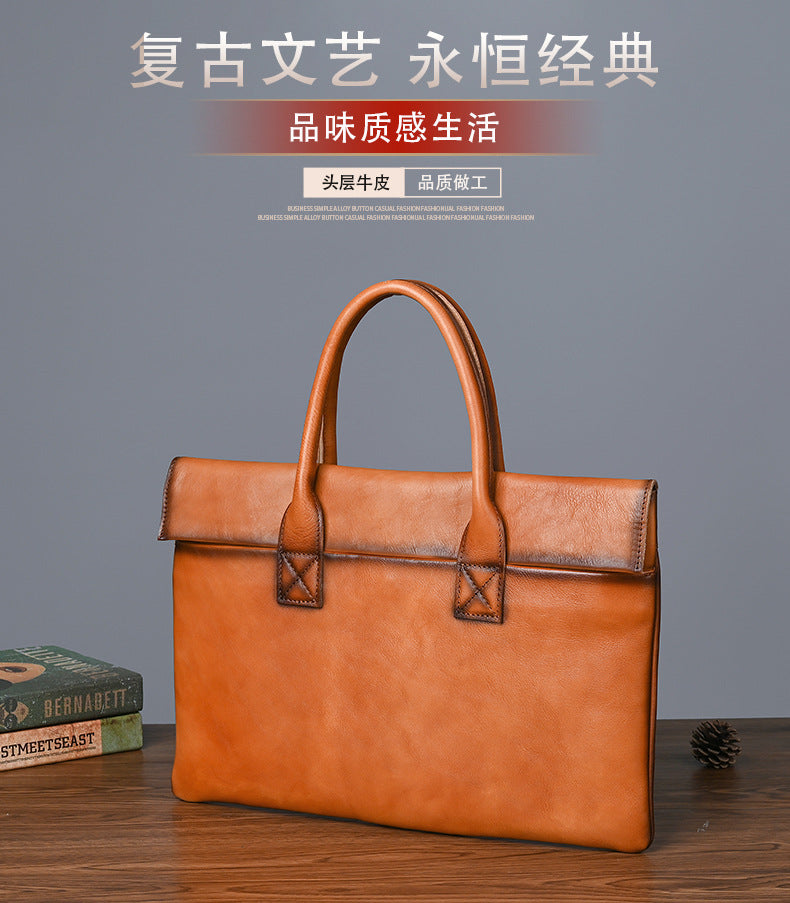 Men's Briefcase Cowhide Genuine Leather Office Bag Men's Handbag