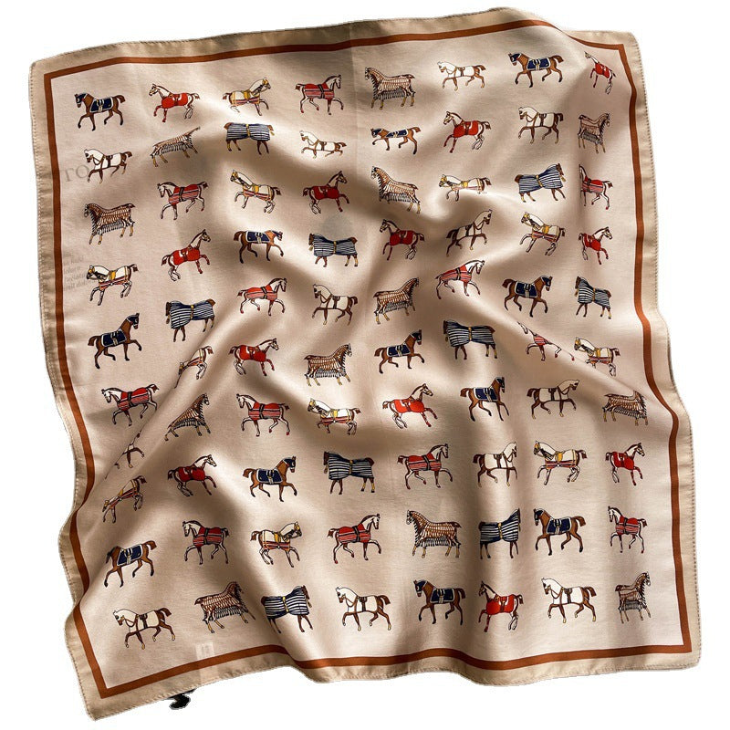 Silk scarf printed pattern neckerchief that goes with anything High quality elegant temperament scarf