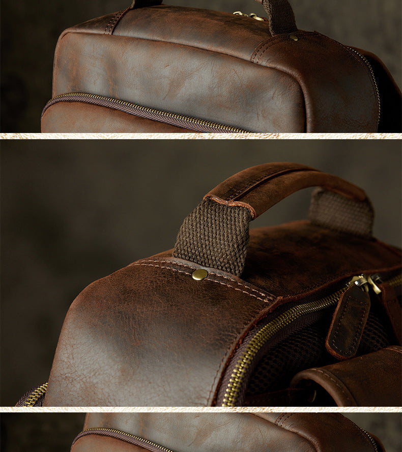 Men's backpack handmade cowhide travel bag retro large capacity computer bag
