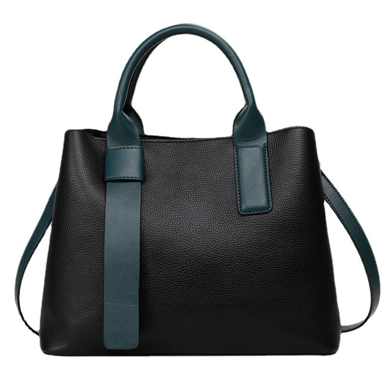Cowhide women's bag large capacity handbag color matching temperament shoulder bag elegant handbag.bag