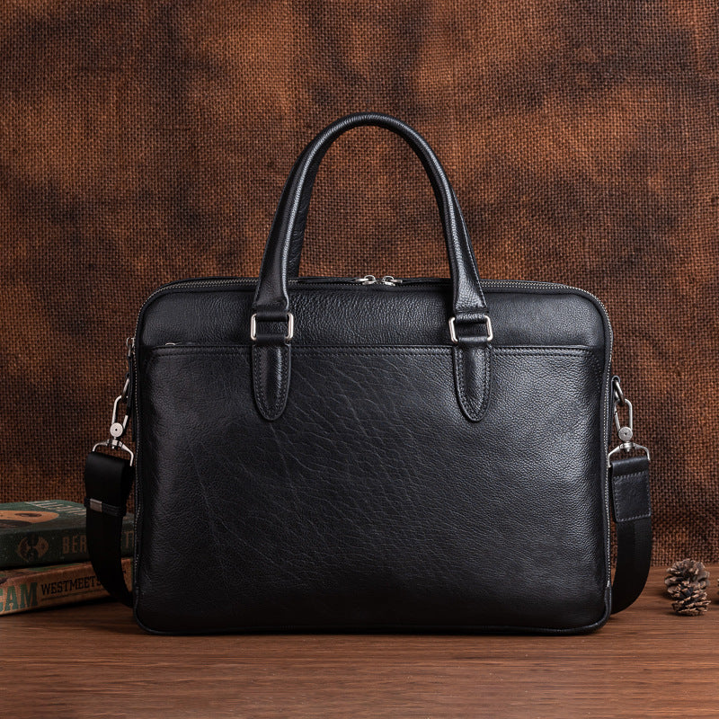 Men's Briefcase Cowhide Genuine Leather Business Commuter Computer Bag File Bag Men's Handbag