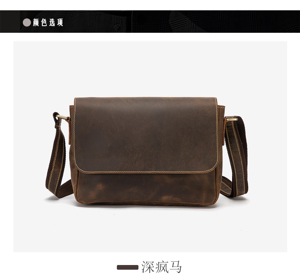 Men's shoulder bag Genuine cowhide leather retro crossbody bag for men
