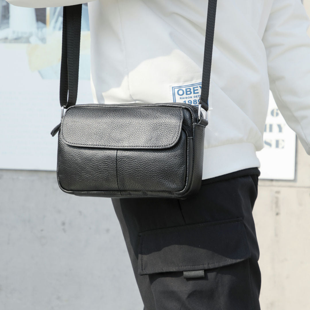 Men's Shoulder Bag Genuine Cowhide Leather Retro Casual Men's Crossbody Bag Messenger Bag