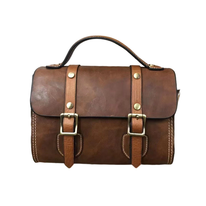Men's Shoulder Bag Cowhide Genuine Leather Crazy Horse Korean Fashion Casual Men's Crossbody Bag Messenger Bag