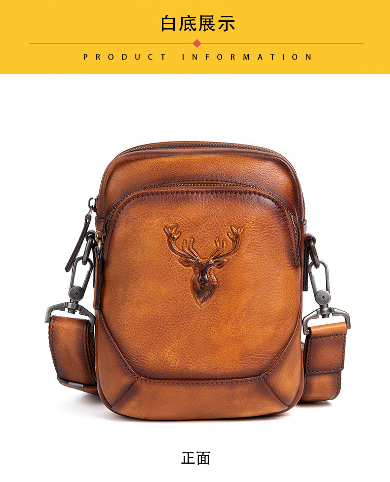 Men's Bust Bag Versatile Cowhide Genuine Leather Retro Casual Crossbody Bag for Men