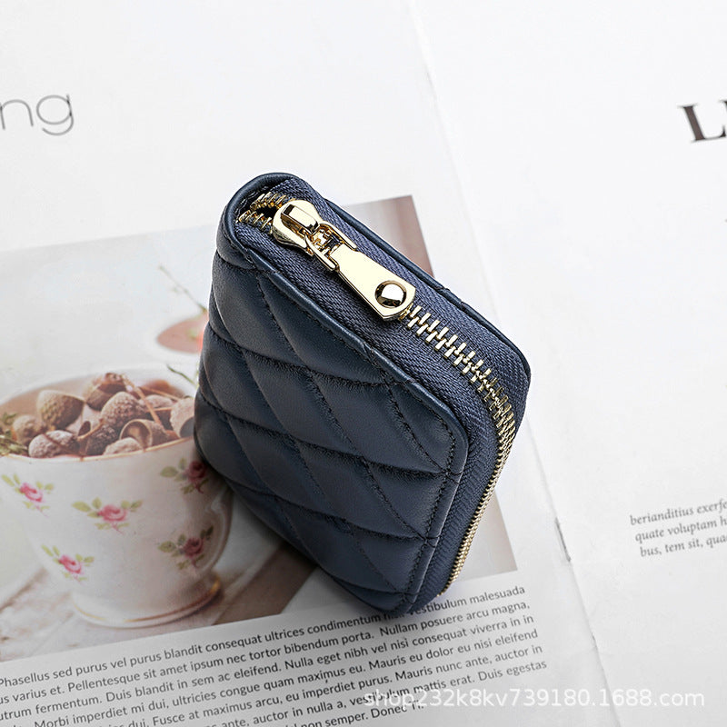 Ladies Short Wallet Women Multifunctional Folding Women's Wallet Check Simple Sheep Leather Coin Purse Ladies Wallet