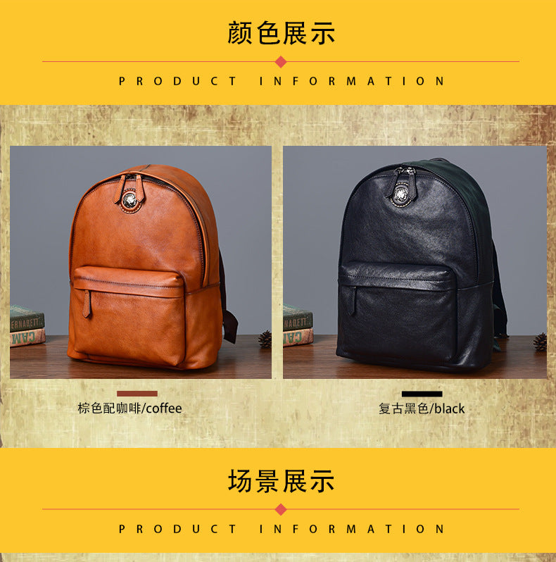 Men's backpack cowhide genuine leather fashion unique unisex travel bag