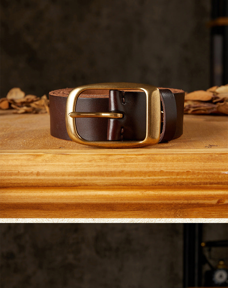 Men's Belt Handmade Genuine Cowhide Leather Needle Buckle Casual Vintage Unique Men's Belt