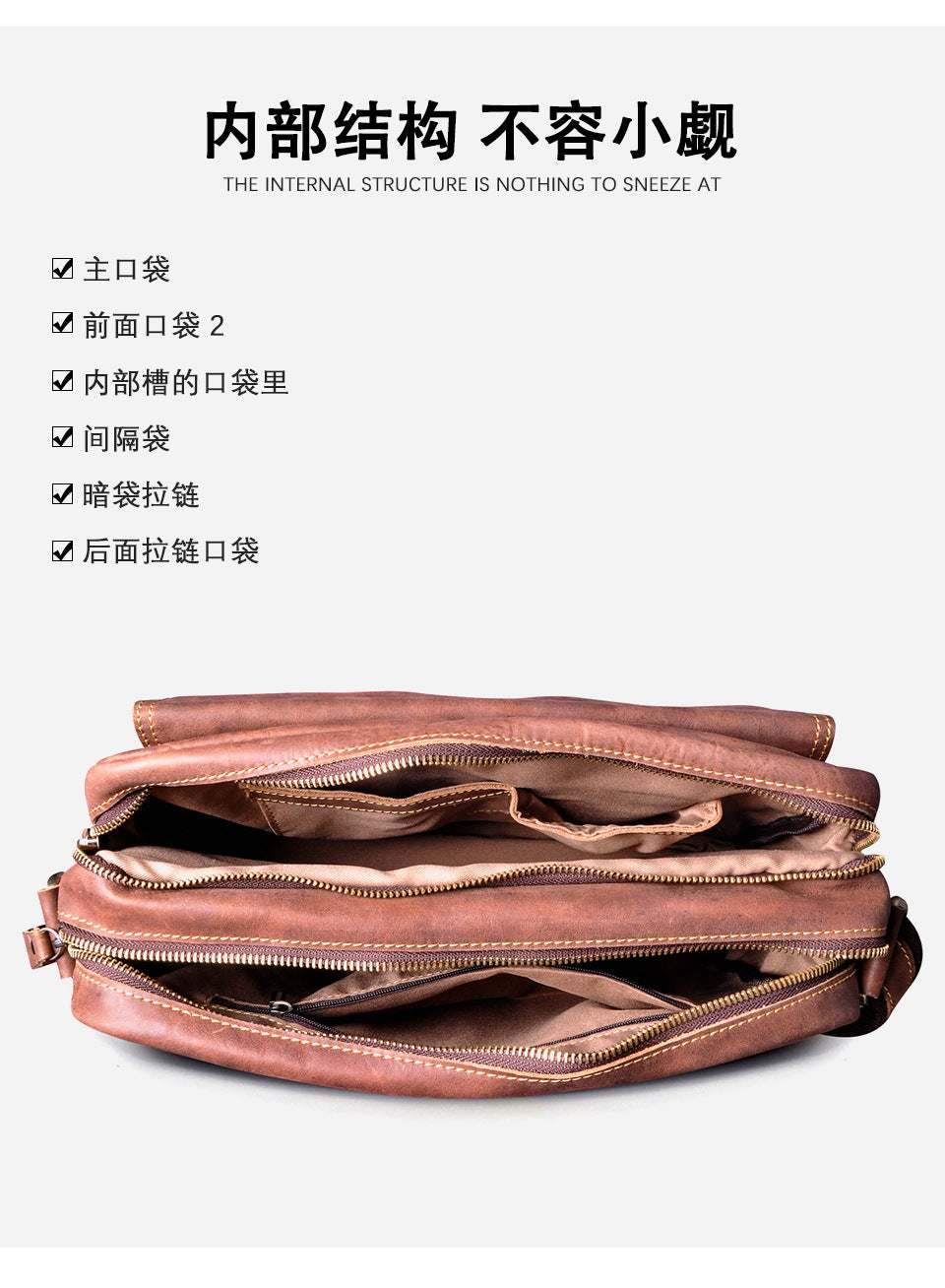 Men's Briefcase Genuine Cowhide Leather Retro Crossbody Bag Men's Shoulder Bag Computer Bag