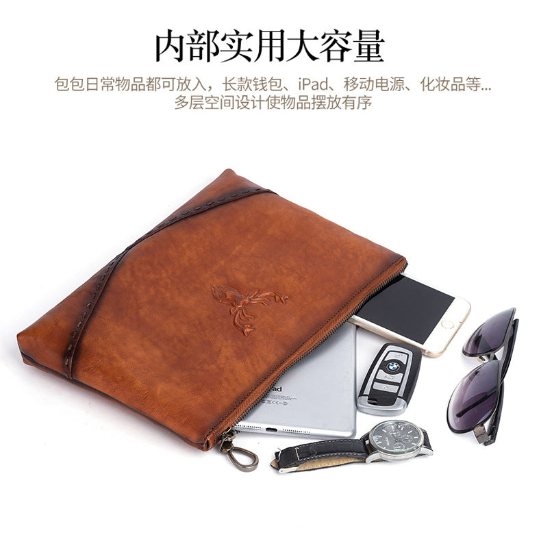 Men's Clutch Bag Genuine Cowhide Leather Casual Men's Handbag