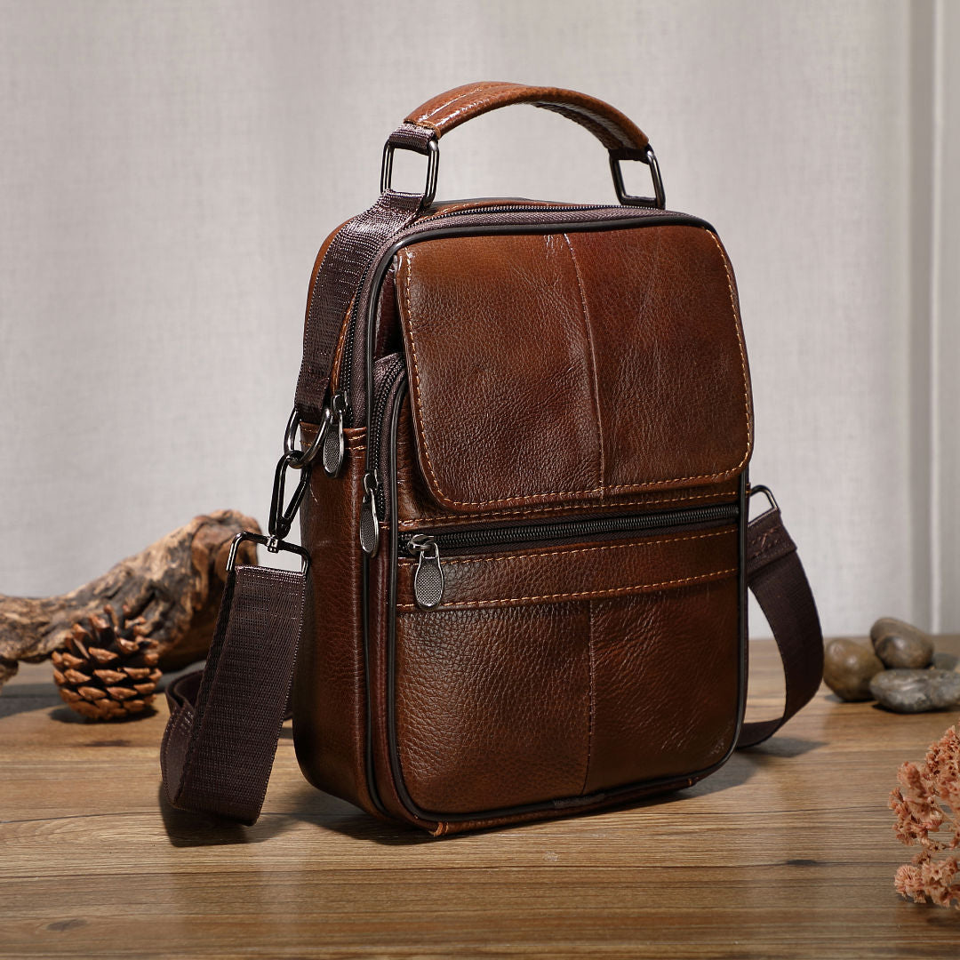 Men's Shoulder Bag Cowhide Large Capacity Casual Business Bag Fashion Handbag Men's Crossbody Bag