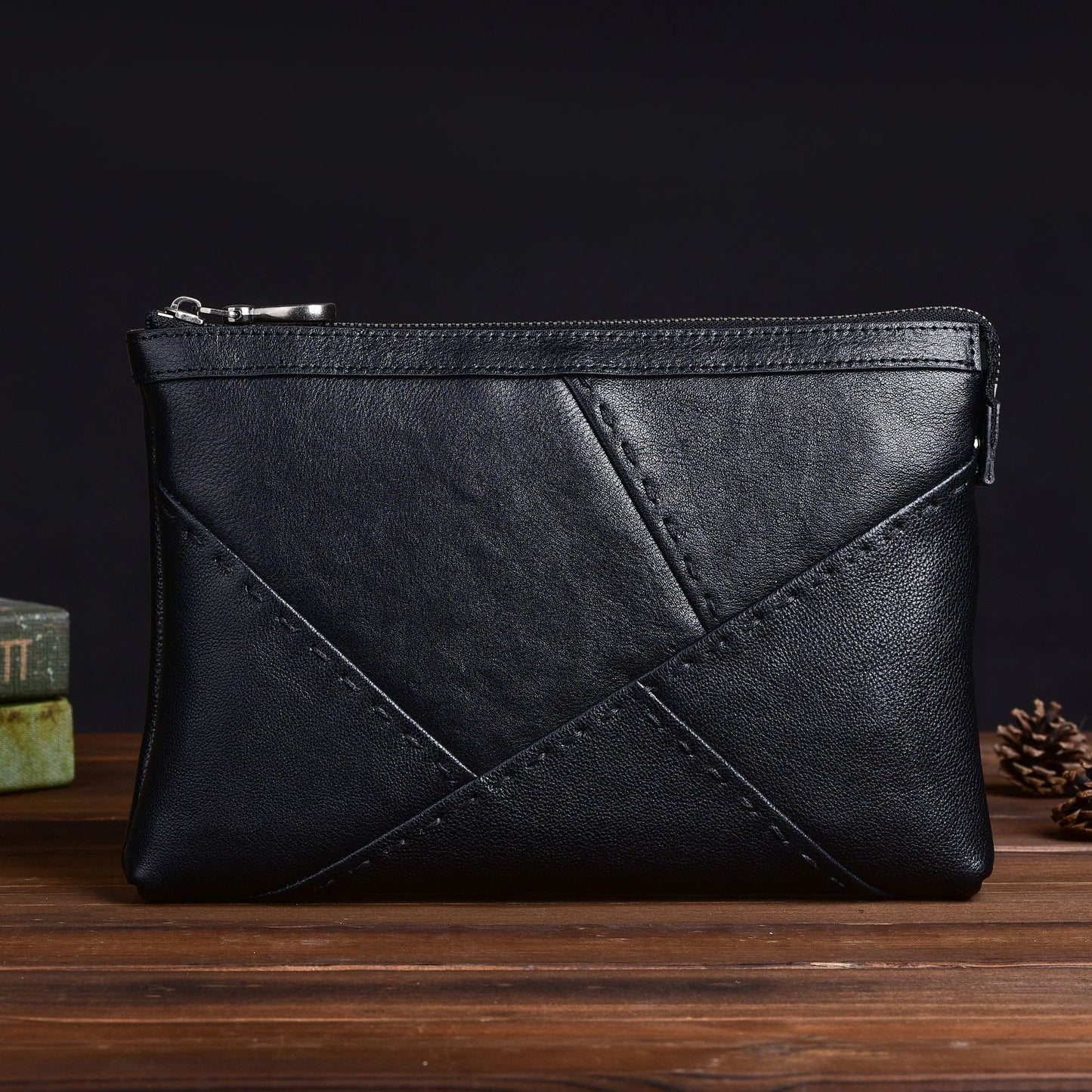 Men's Clutch Bag Genuine Cowhide Leather Retro Casual Men's Handbag