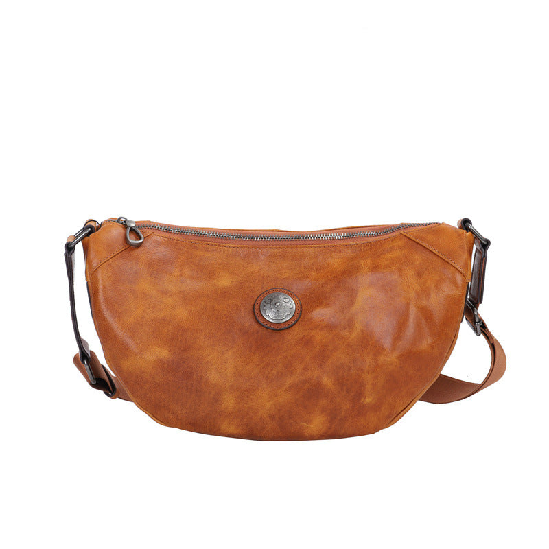 Men's bust bag crossbody bag genuine cowhide leather large capacity casual fashion shoulder bag for men