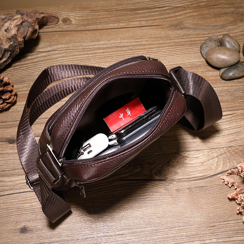 Men's shoulder bag Genuine cowhide leather casual simple crossbody bag for men