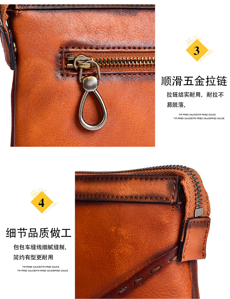 Men's Clutch Bag Genuine Cowhide Leather Retro Casual Men's Handbag
