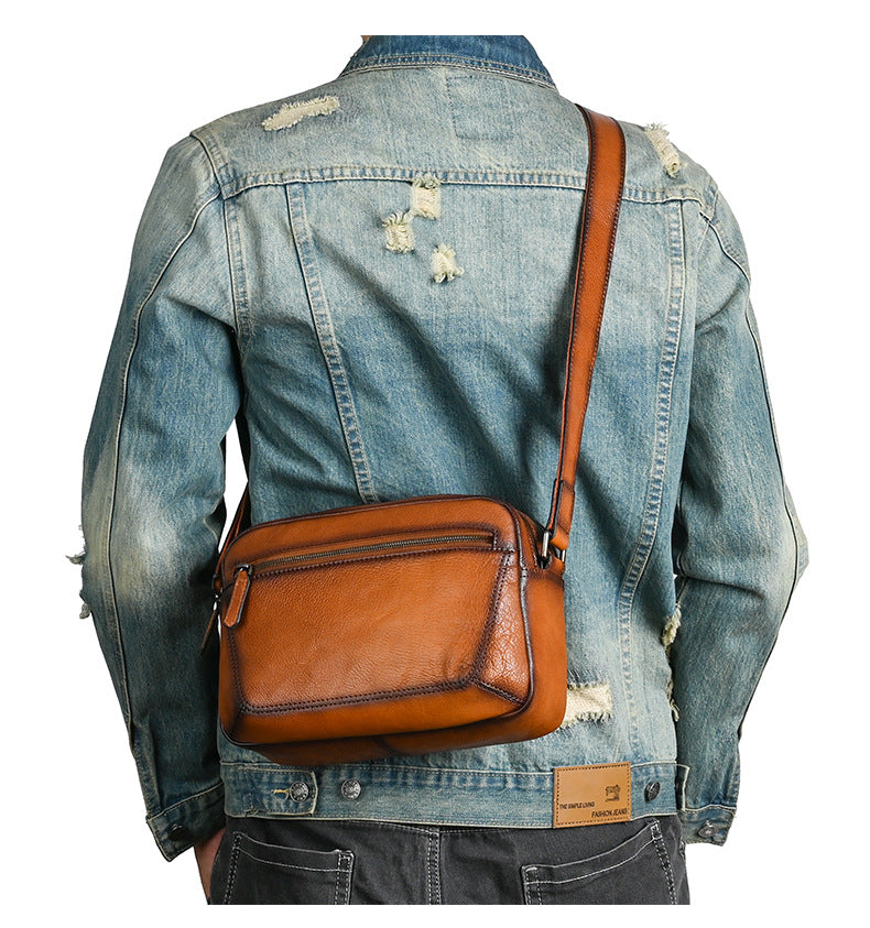 Men's shoulder bag Genuine cowhide leather large capacity simple crossbody bag for men