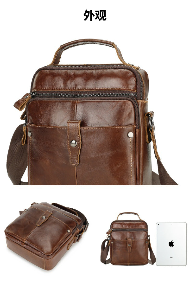 Men's Shoulder Bag Cowhide Casual Korean Fashion Crossbody Bag for Men