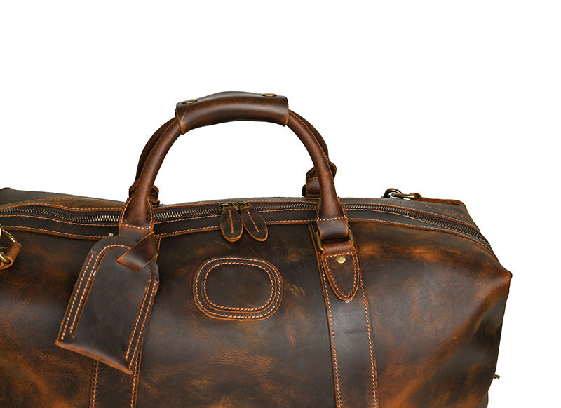 Men's Handbag Genuine Cowhide Luggage Bag Retro Casual Large Capacity Business Travel Bag for Men