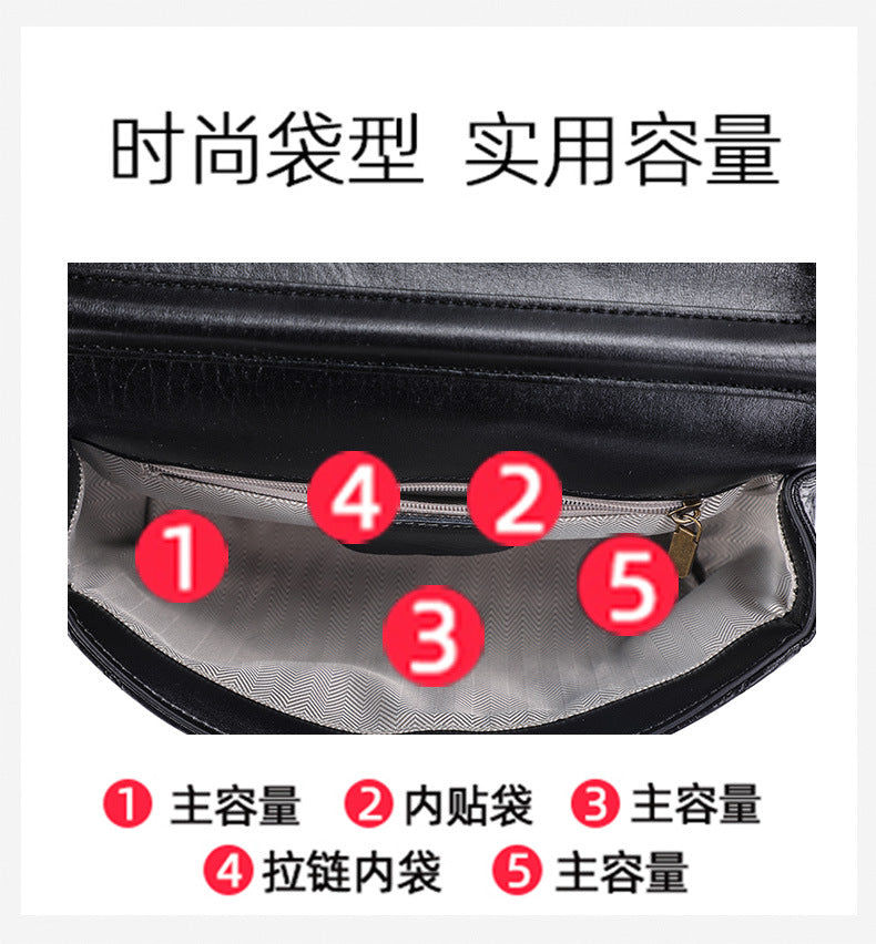 Women's bag Cowhide plaid chain bag Retro luxury fashion shoulder bag that goes with anything. Pochette
