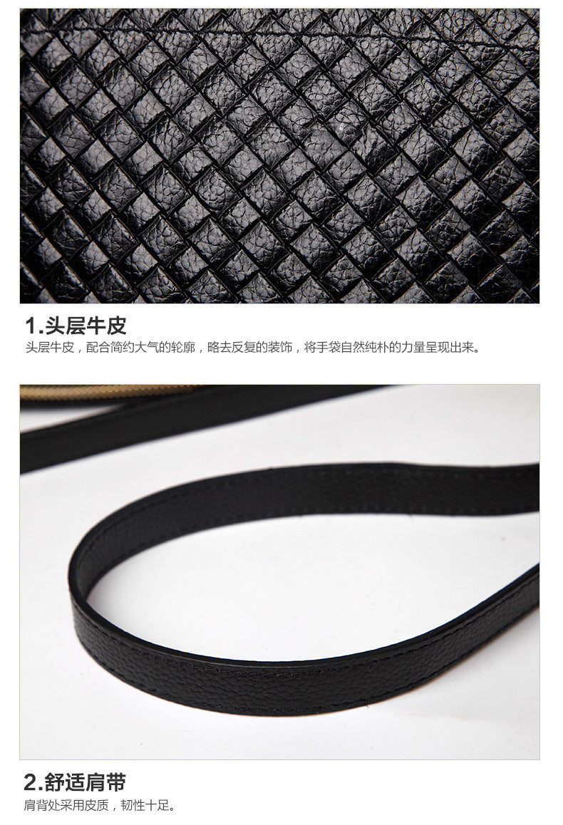 Genuine leather woven women's bag All-in-one crossbody bag Stylish and simple Cowhide shoulder bag that goes with anything. Pochette