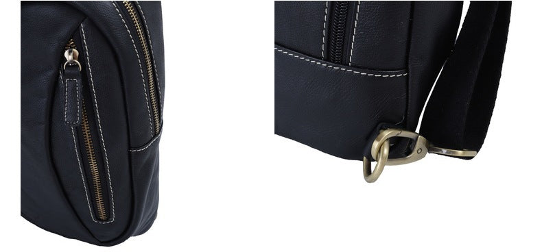 Men's Bust Bag Cowhide Soft Leather Casual Sports Crossbody Bag for Men Smartphone Pouch