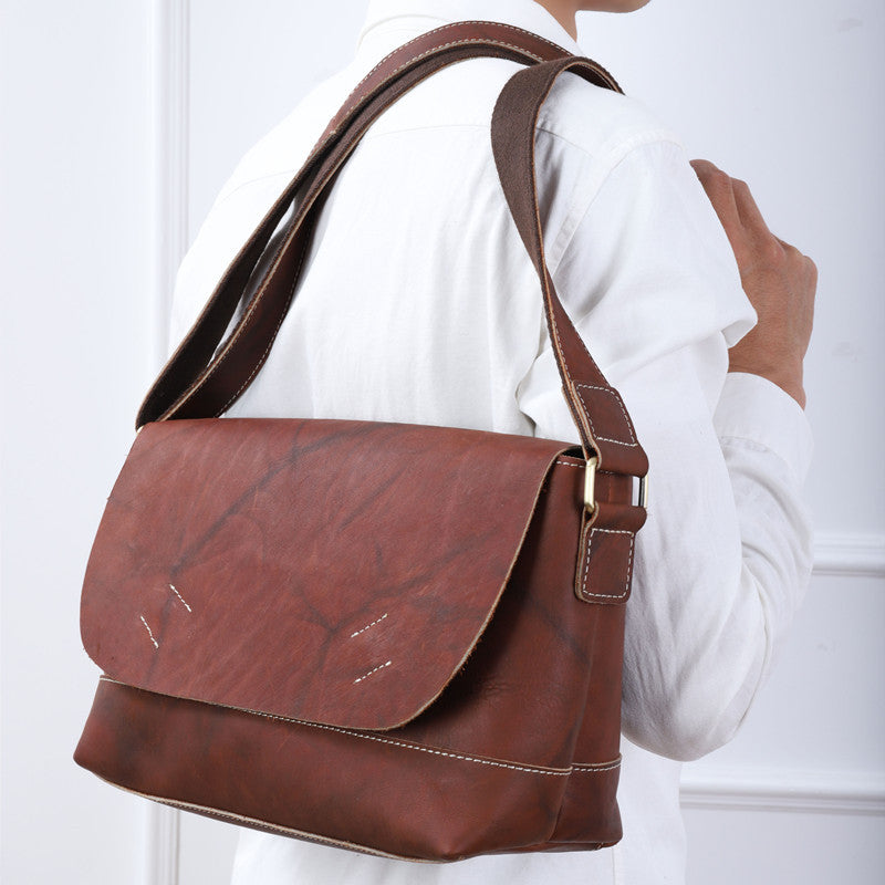 Men's Shoulder Bag Genuine Cowhide Leather Luxury Fashion Business Casual Messenger Bag Crossbody Bag for Men