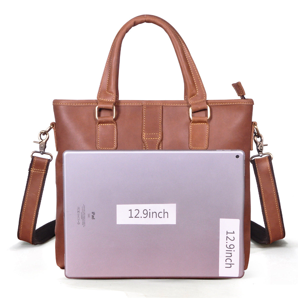 Men's Briefcase Shoulder Bag Retro Business Handbag Cowhide Genuine Leather Men Computer Bag