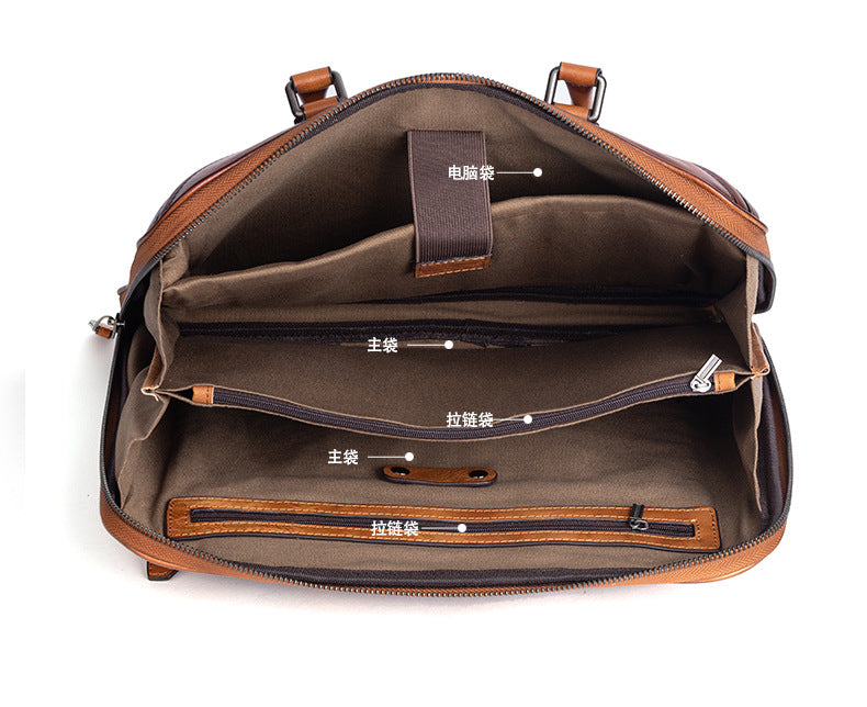 Men's Briefcase Genuine Leather Cowhide Retro Casual Men Handbag