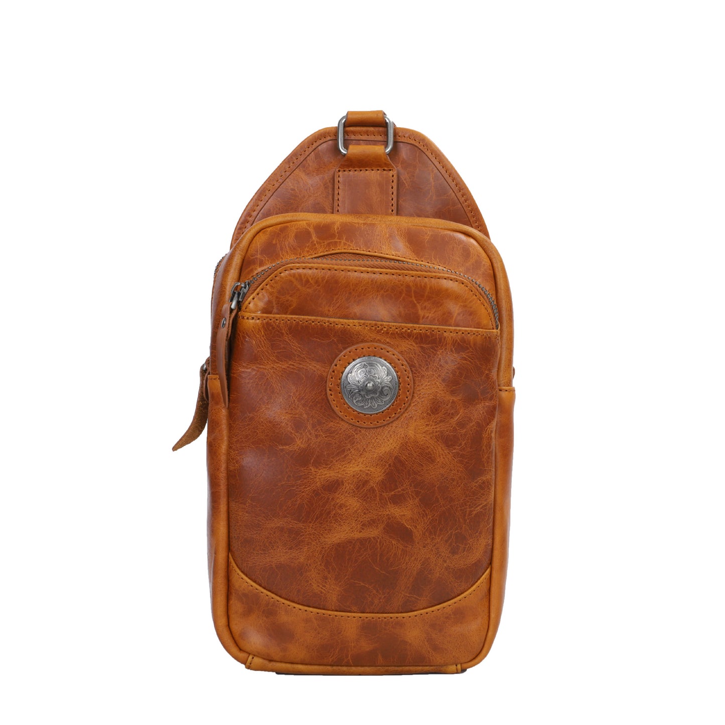 Men's Bust Bag Genuine Cowhide Leather Crazy Horse Retro Casual Shoulder Bag Men's Crossbody Bag