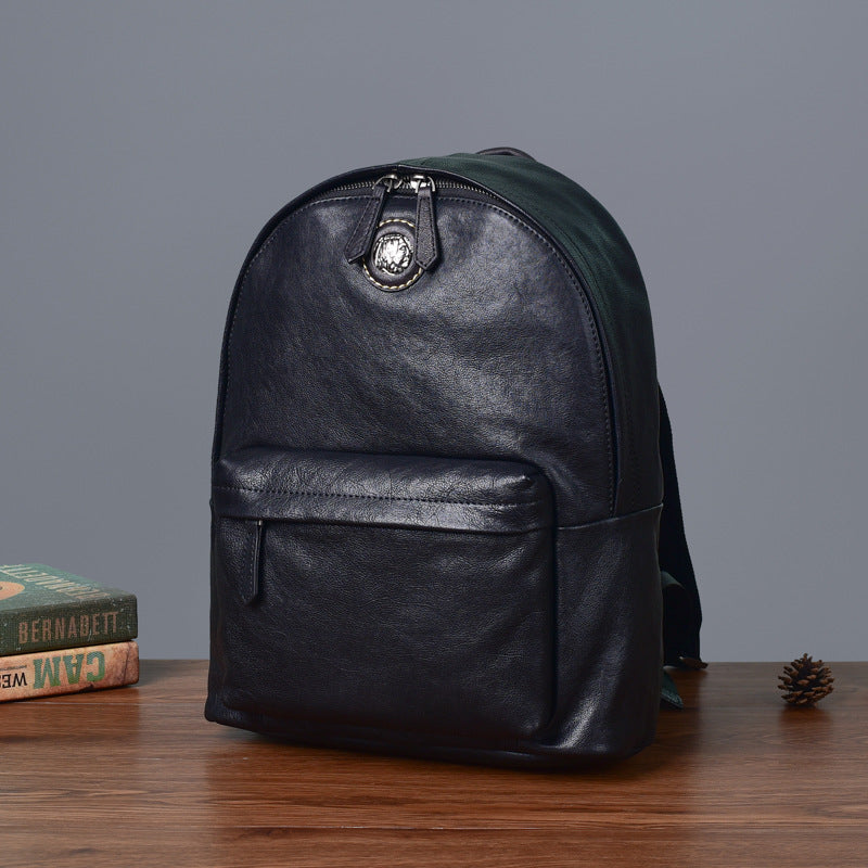 Men's backpack cowhide genuine leather fashion unique unisex travel bag