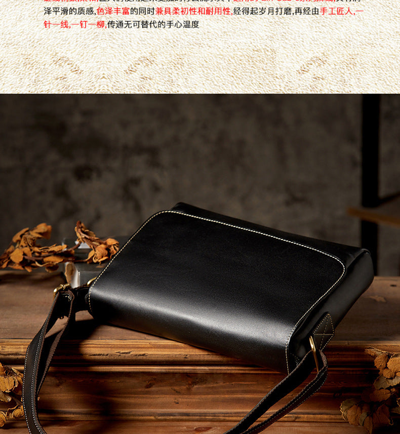 Men's Shoulder Bag Original Handmade Genuine Cowhide Leather Casual Messenger Bag Crossbody Bag